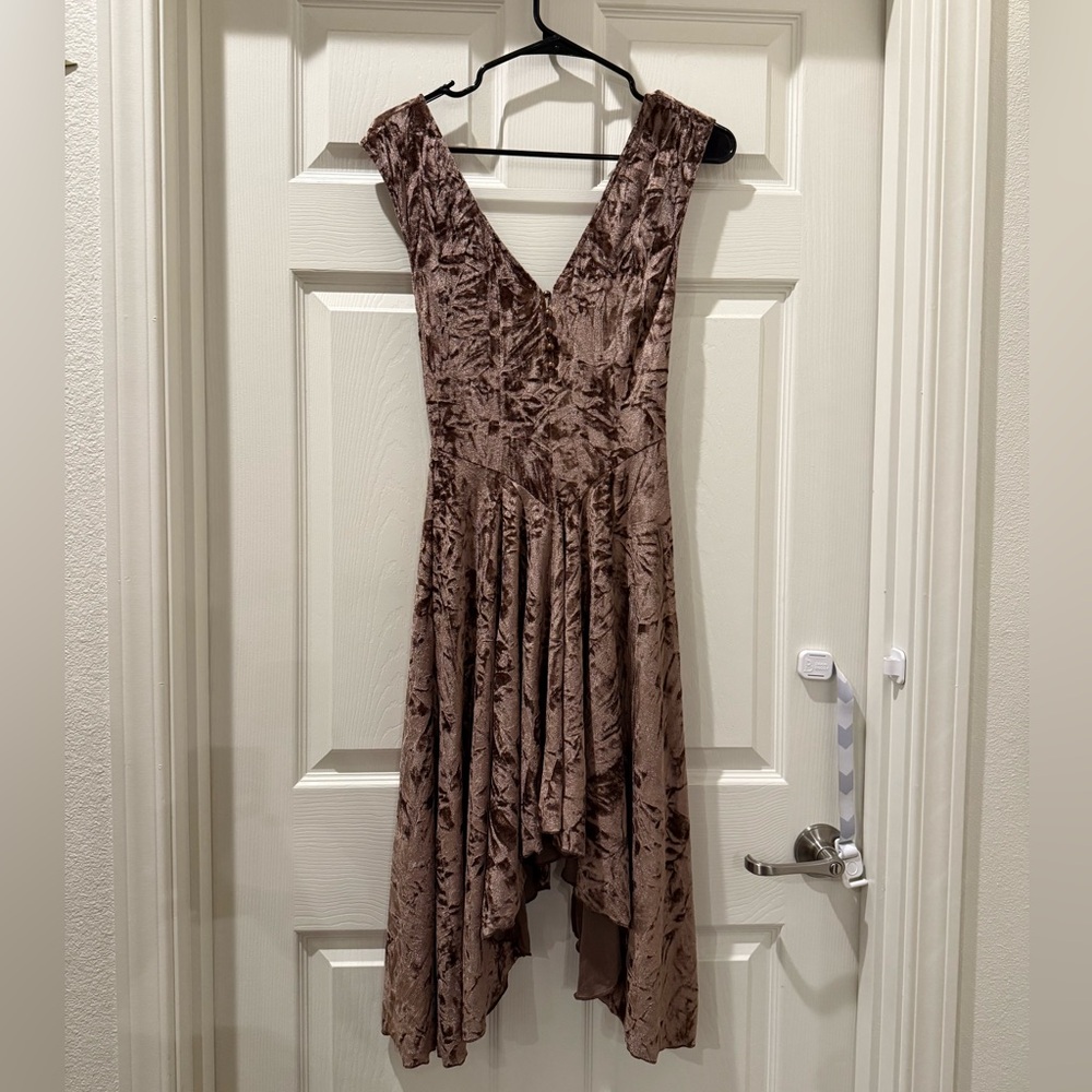 NWT Crushed Velvet Asymmetrical Dress